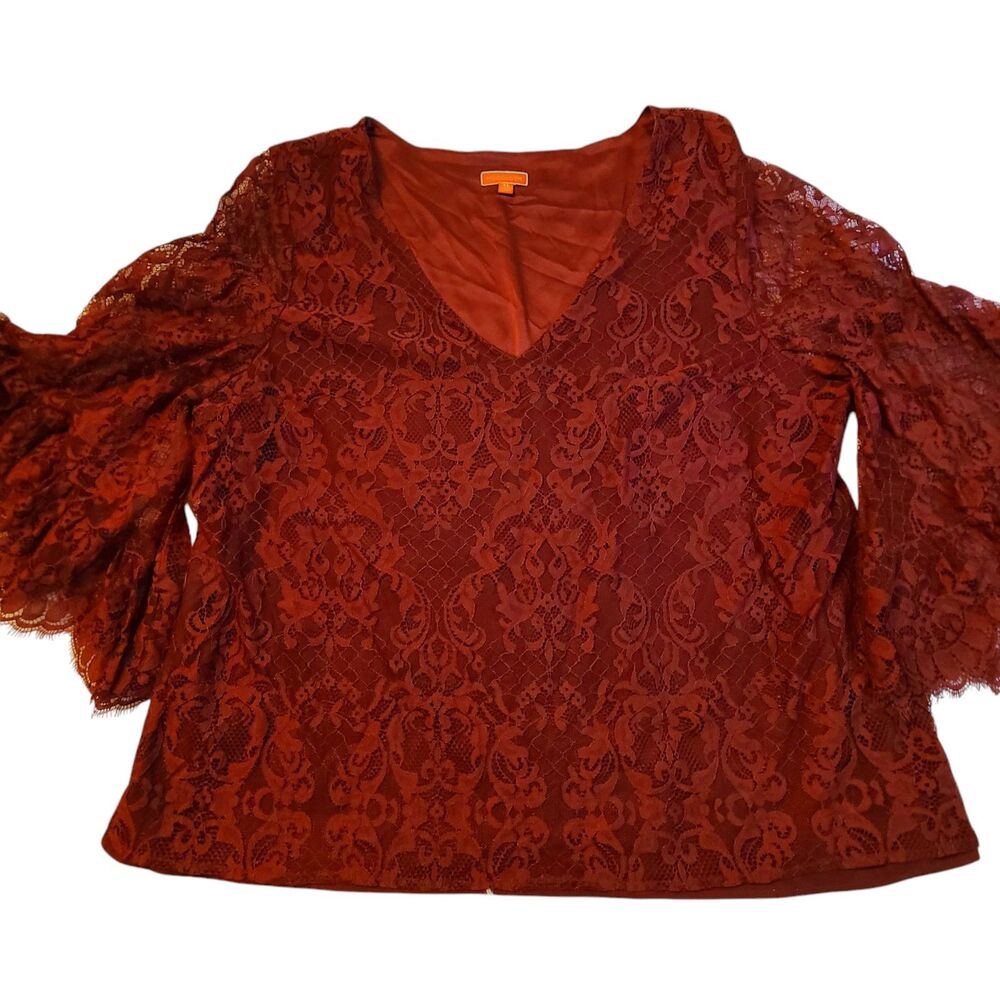 ModCloth Women’s Red Maroon BOHO peasant sleeve top Sz XL Extra Large